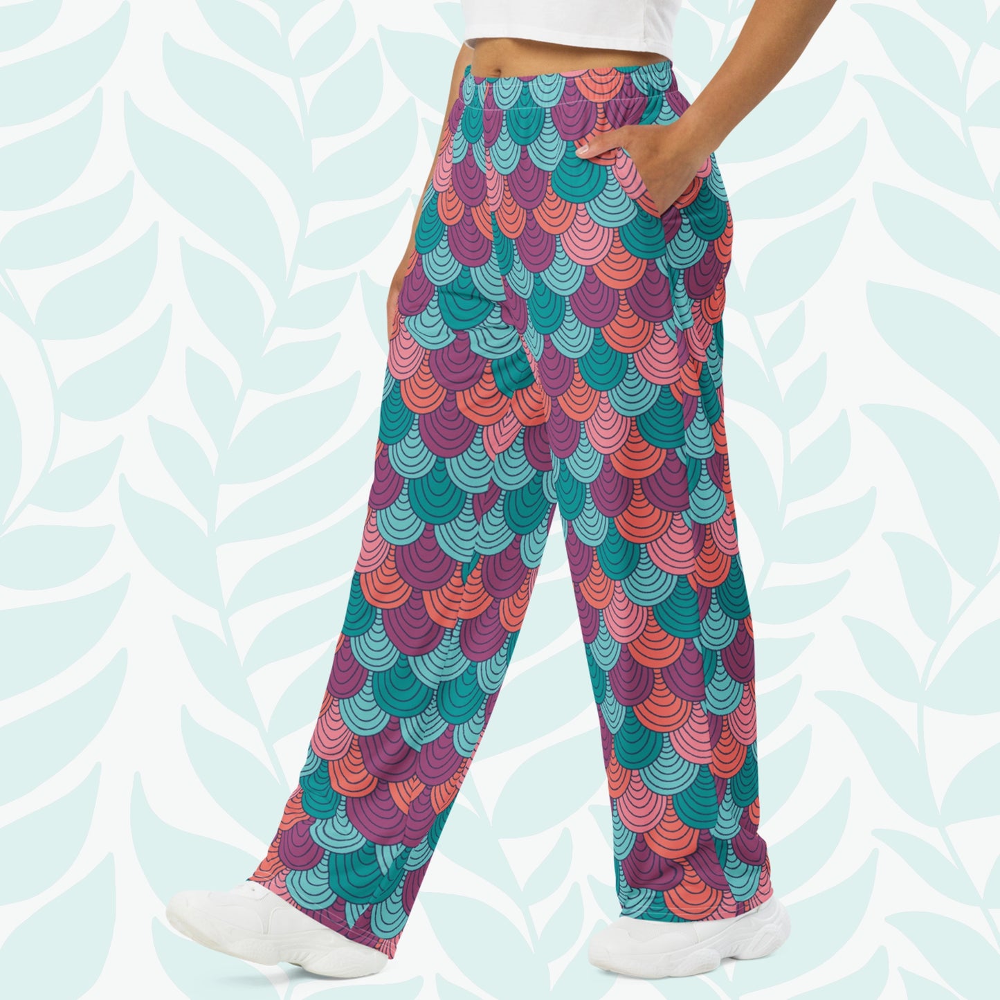 Water Mermaid Scales Pajama Pants - On Model