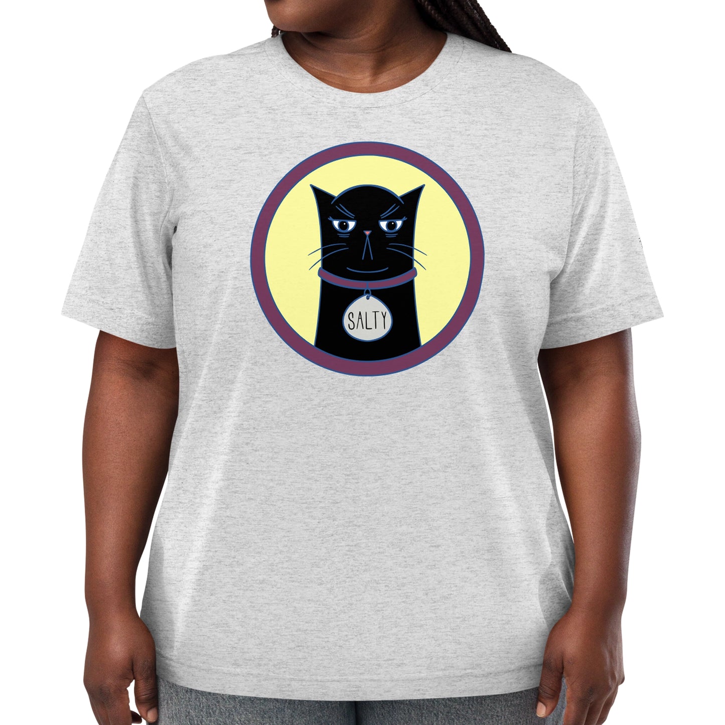 Salty Cat Tri-blend T-shirt - On Model