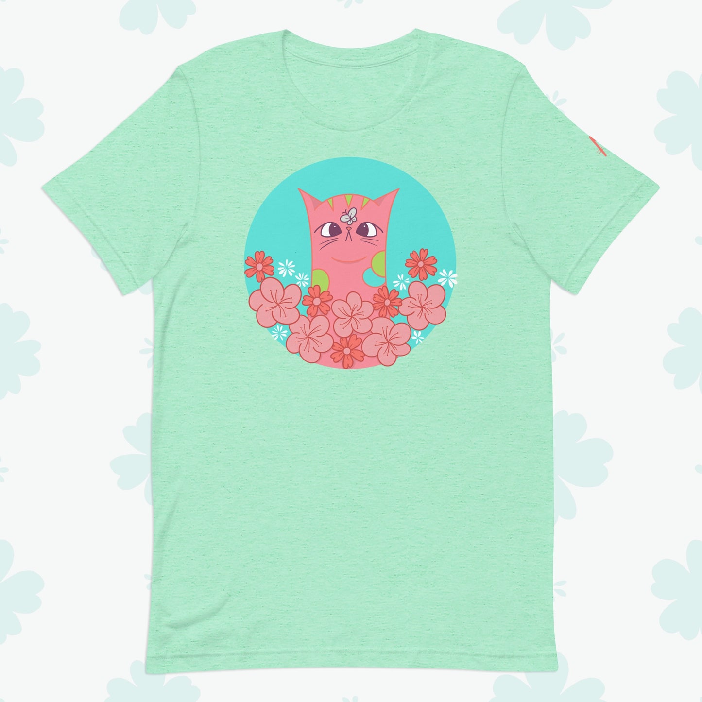 Spring Flowers Cat T-shirt - Front