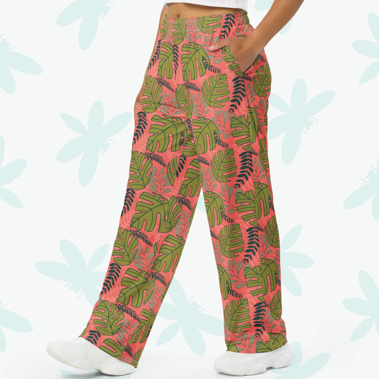 Summer Plants Pajama Pants - On Model