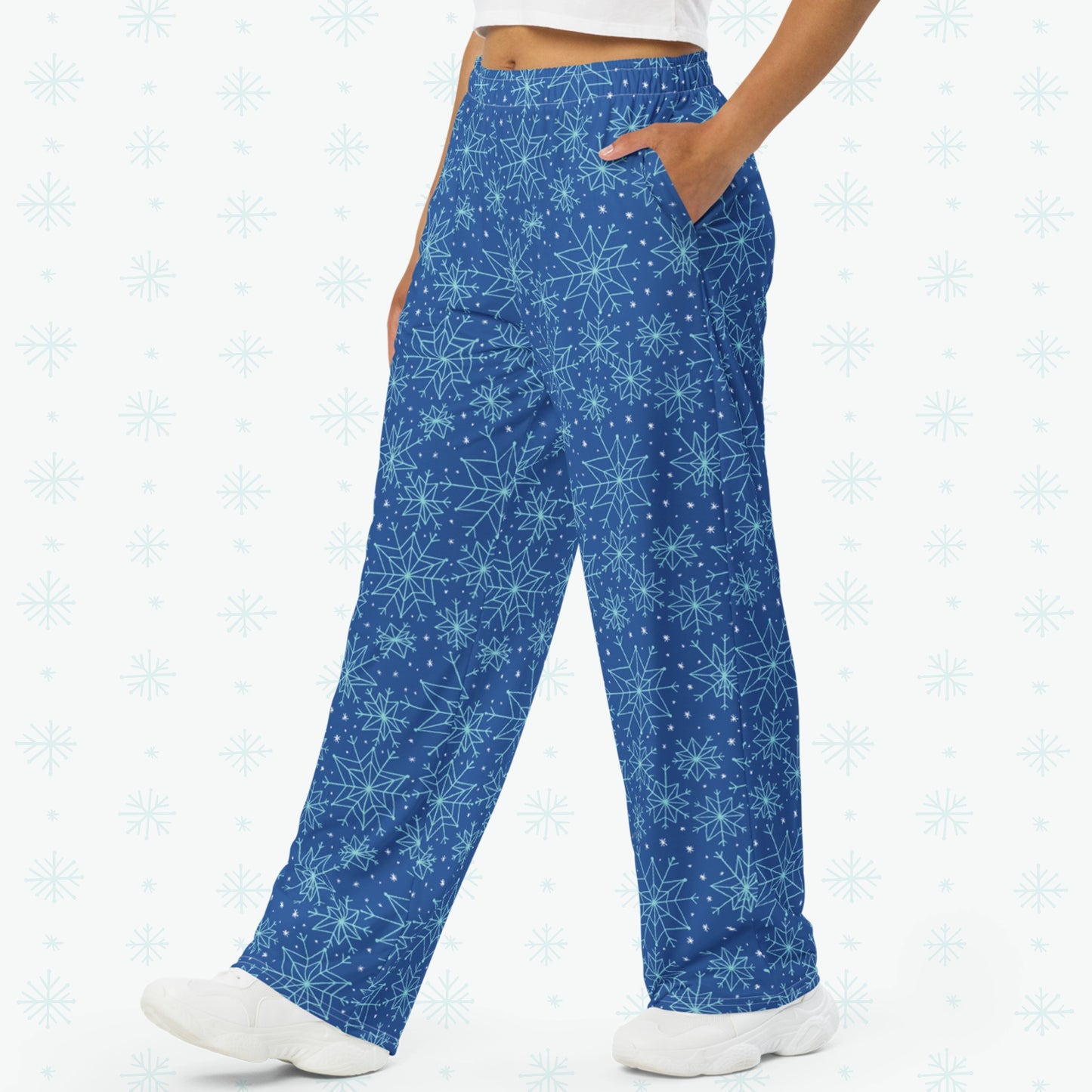 Winter Snowflakes Pajama Pants - On Model