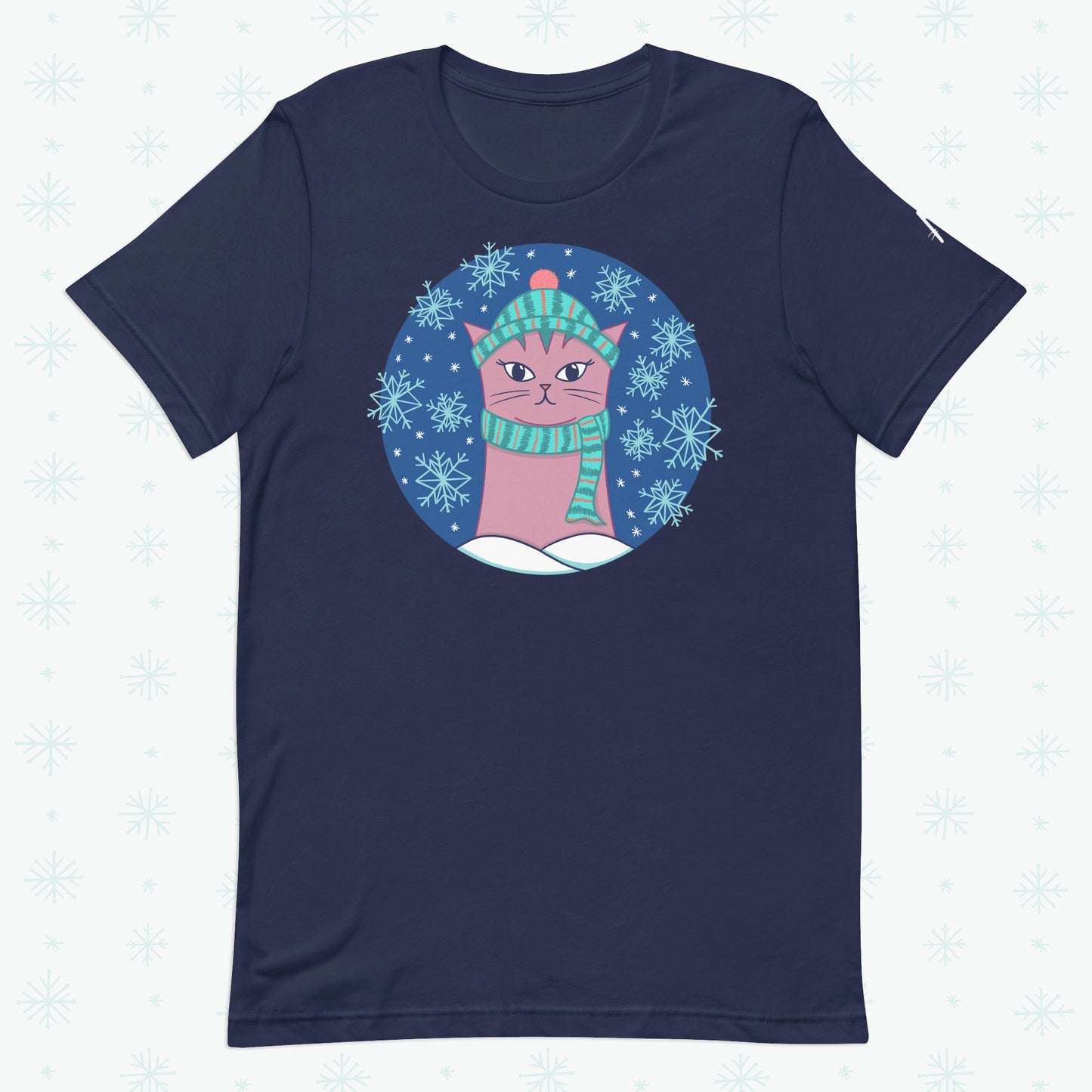 Winter Snowflakes Cat T-shirt - Front