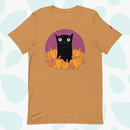 Autumn Pumpkins Cat T-shirt - Front
