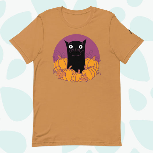 Autumn Pumpkins Cat T-shirt - Front