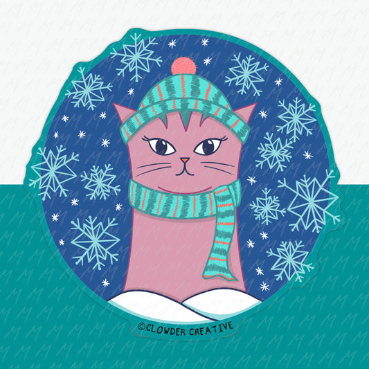 Snowflakes Cat Sticker