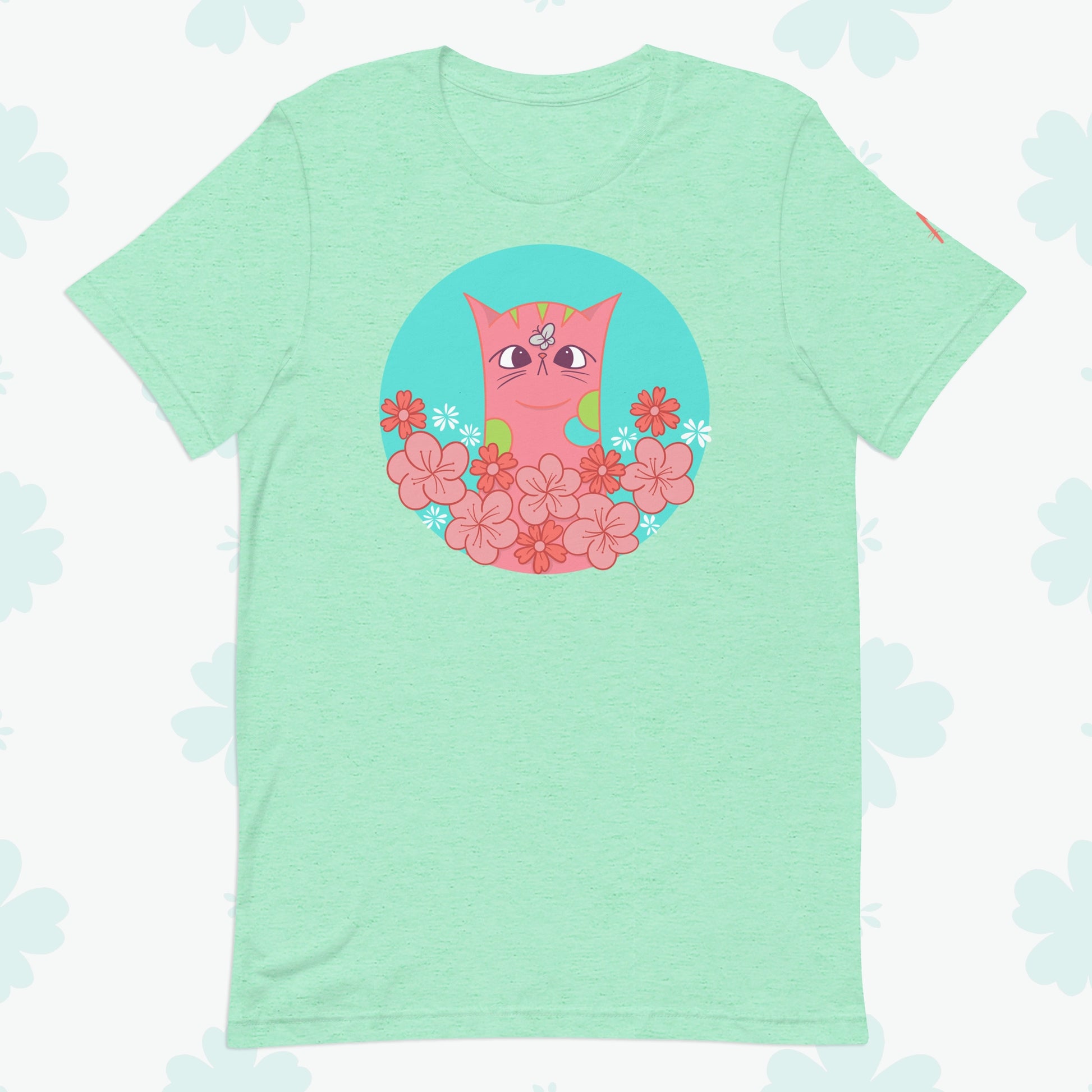 Spring Flowers Cat T-shirt - Front
