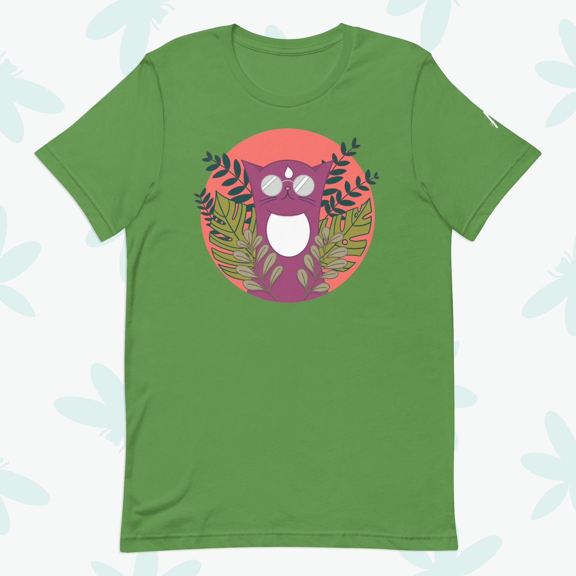 Summer Plants Cat T-shirt - Front