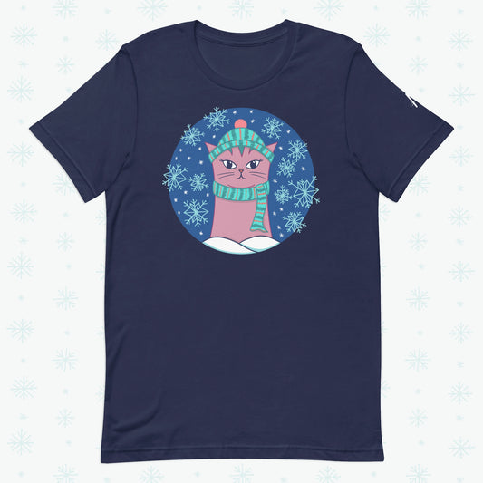 Winter Snowflakes Cat T-shirt - Front